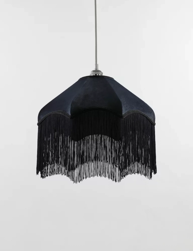 Fringed Velvet Lamp Shade | M&S Collection | M&S