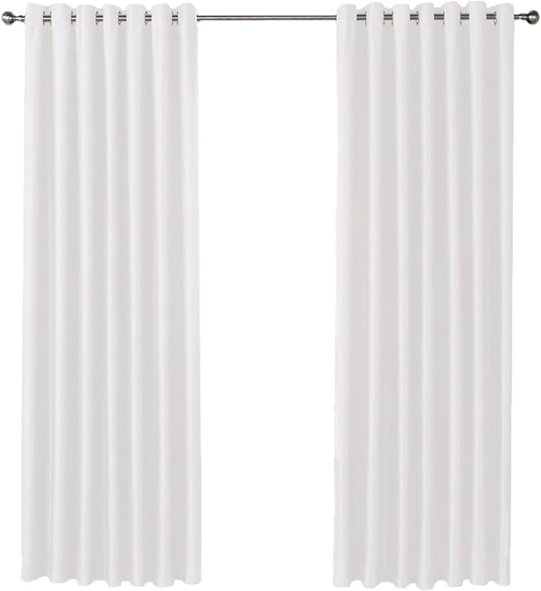 Olivia Rocco Dim Out Eyelet Curtains Black Out 50% Thermal Ring Top Curtain Pair Window Treatment Living Room Bedroom, 46" (Width) x 72" (Drop) White : Amazon.co.uk: Home & Kitchen