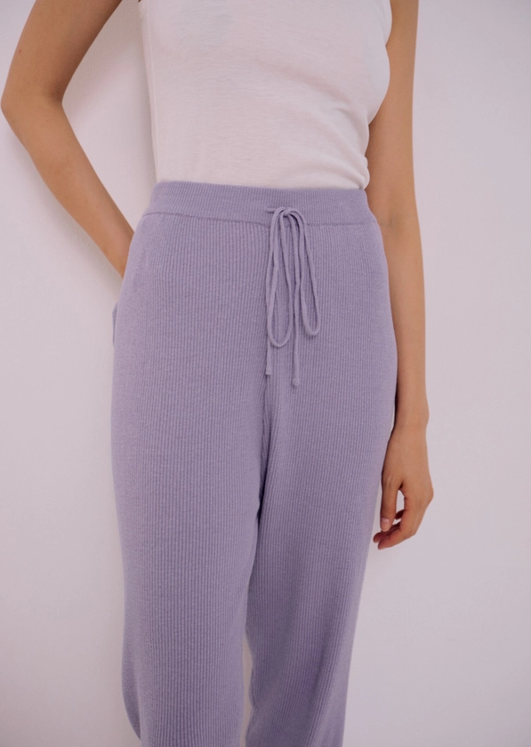 RIBBED KNIT TRACK PANTS - LAVENDER —  MIJEONG PARK - LA based womenswear label