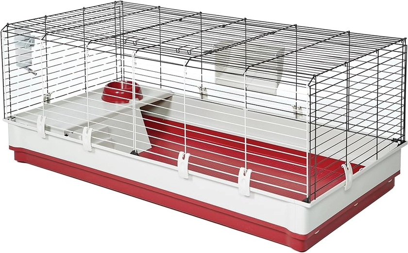 Midwest Homes for Pets Deluxe Rabbit & Guinea Pig Cage, X-Large, White & Red