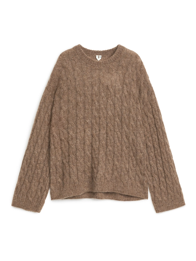 Pull en laine et mohair - Beige foncé - Knitwear - ARKET FR