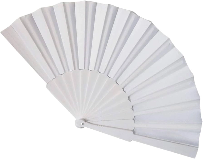 Fabric Handheld Folding Fan [White]