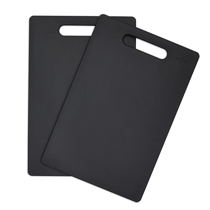 2 Pack Black Plastic Cutting Boards for Food Prep & Kitchen Accessorie