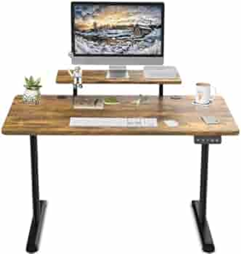 TRIUMPHKEY Bureau Assis Debout 120cm Bureau Hauteur Réglable Electrique,Marron Bureau Ordinateur,Standing Desk,Table Assis Debout Idéal pour l'apprentissage au Bureau et Les Jeux