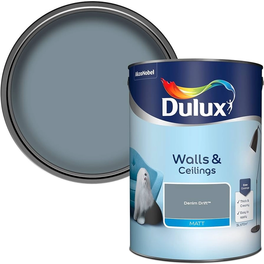 Dulux Walls & Ceilings Matt Emulsion Paint - Denim Drift - 5L