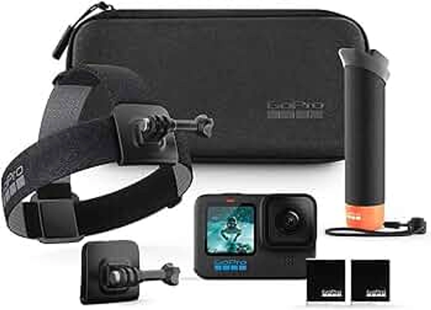 GoPro Paquete de Accesorios HERO12: Incluye cámara Negra HERO12, Mango (empuñadura Flotante), Correa para la Cabeza 2.0, batería Recargable Enduro (2 en Total) y Estuche de Transporte