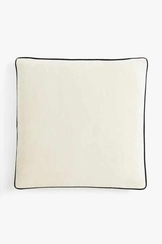 Housse de coussin en velours - Crème/noir - Home All | H&M FR