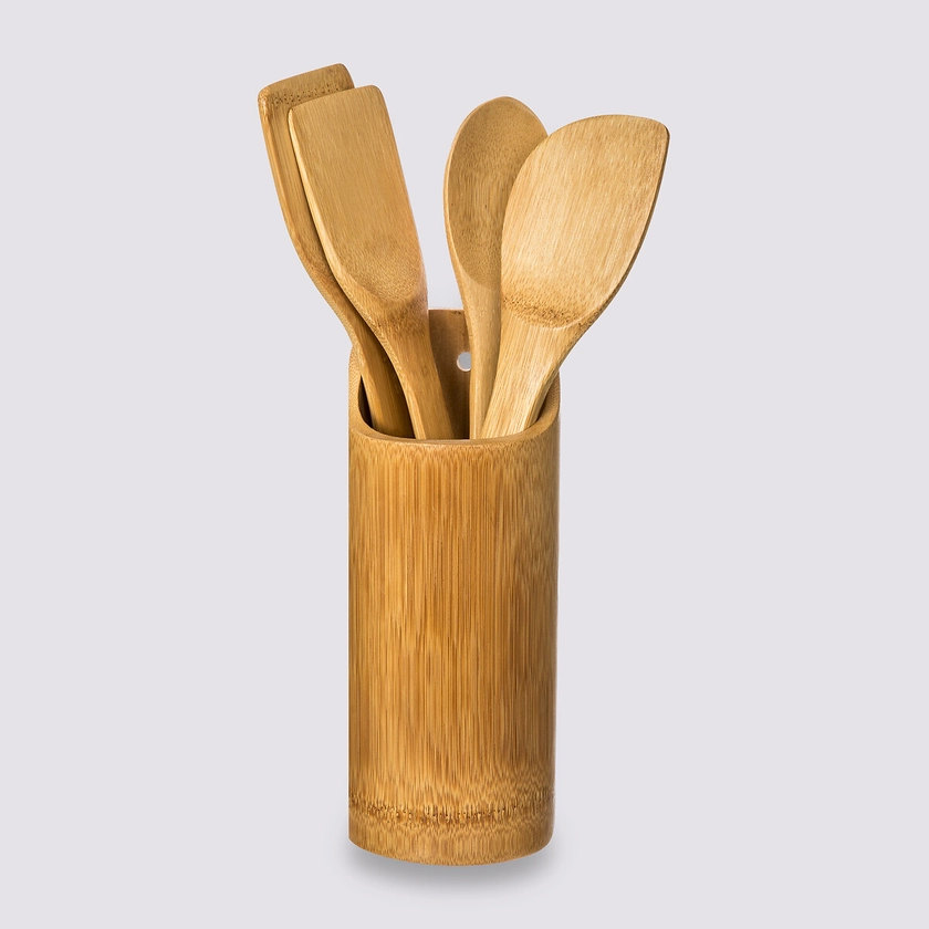 Pot à ustensiles avec 4 spatules - Bambou | 5five