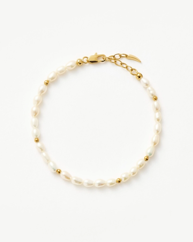 Seed Pearl Beaded Bracelet | 18ct Gold Plated/Pearl