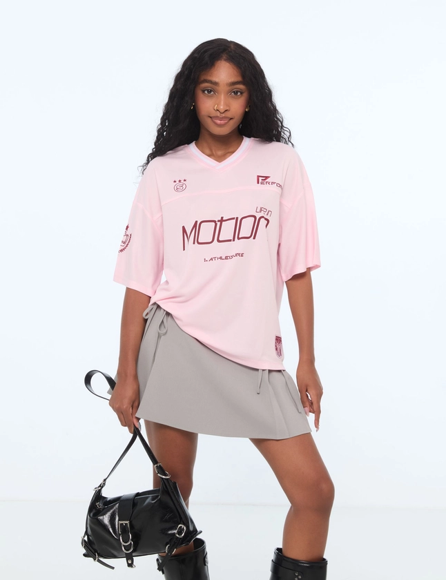 T-shirt oversize sport rose clair