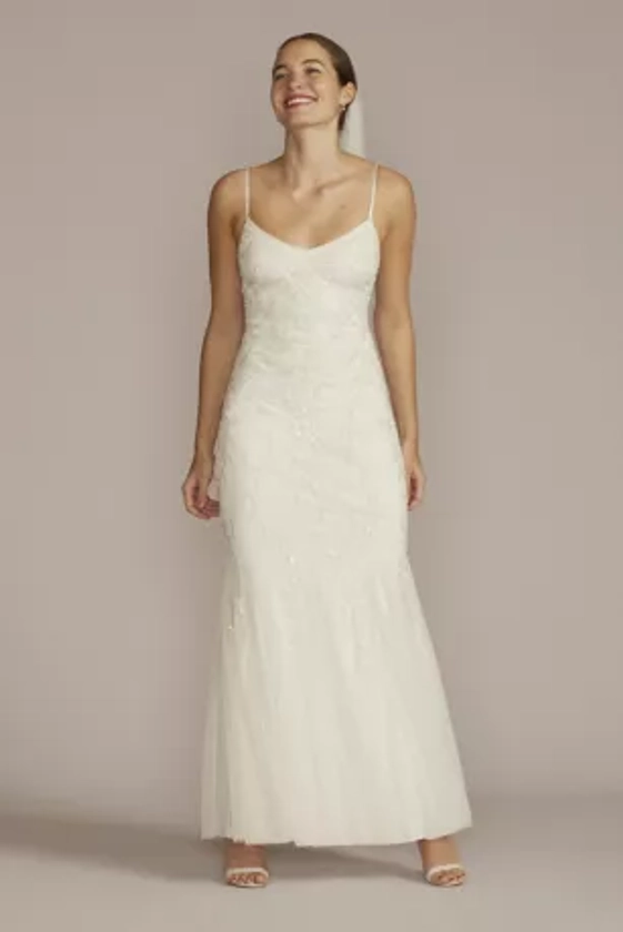 Floral Beaded Sheath Plus Size Wedding Dress | David's Bridal