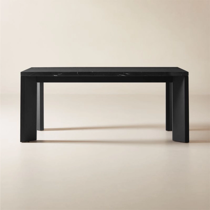 Sydney Rectangular Black Marble Dining Table with Black Legs 72'' + Reviews | CB2