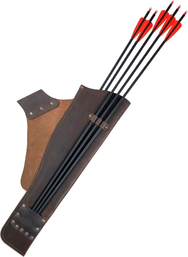Archery Hip Quiver with Cellphone Slot, Bow Sports, Target Training, Full Grain Leather Bag, Handmade Arrow Holder for Target Shooting, Bourbon Brown