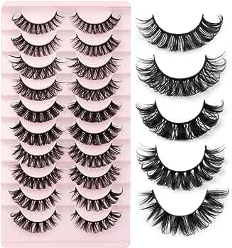 Eyelashes Russian Volume Strip Lashes 5 Styles Mixed Natural Wispy D Curly Mink False Eyelashes Look Like Extensions 10 Pairs by Yawamica