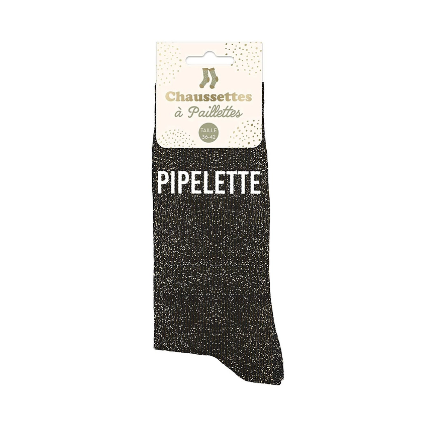 Chaussettes paillettes pipelette noire pointure 36-42 - Centrakor