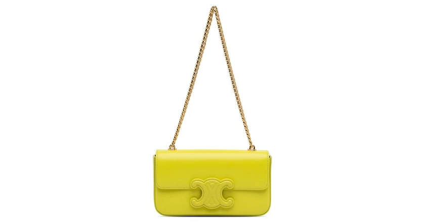 Yellow Celine Cuir Triomphe Chain Shoulder Bag