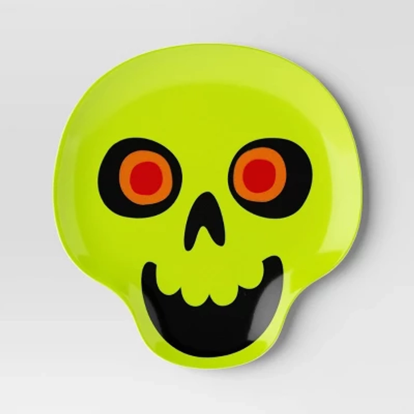 9.05" Halloween Melamine Figural Skull Appetizer Plate Green - Hyde & EEK! Boutique™