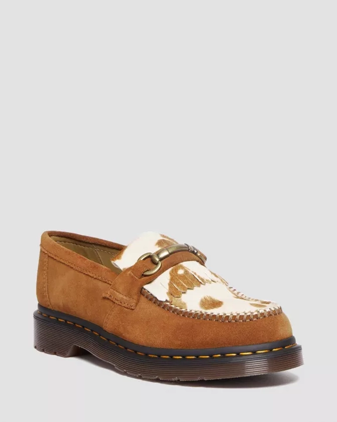 DR MARTENS Adrian Snaffle Hair-On Cow Print Suede Loafers