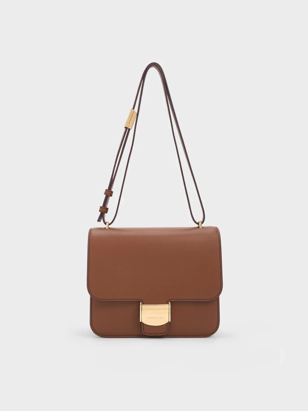 Chocolate Violetta Boxy Bag | CHARLES & KEITH