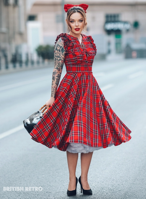 'Birdy' Royal Stewart 50s Style Full Circle Dress