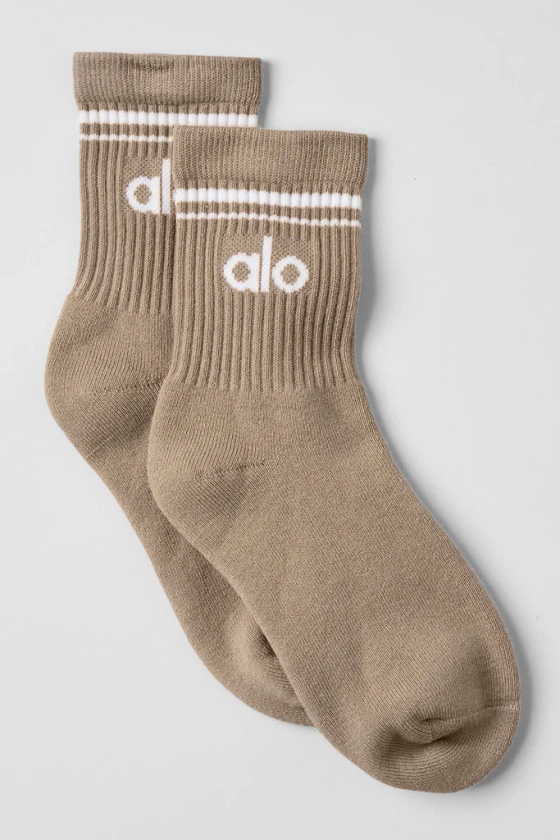 Unisex Half-Crew Throwback Sock - Gravel/White