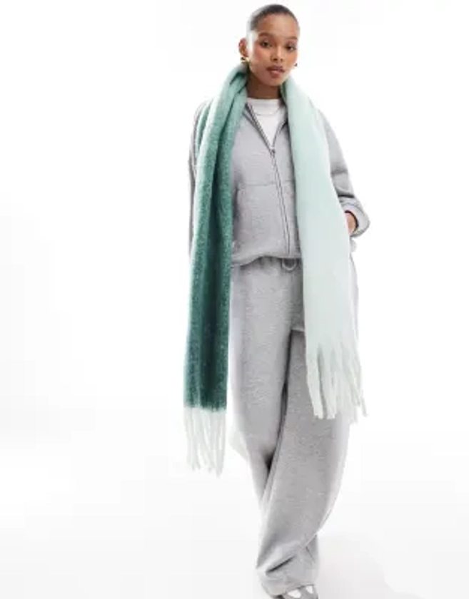 Pieces super soft tassel scarf in mint green ombre | ASOS