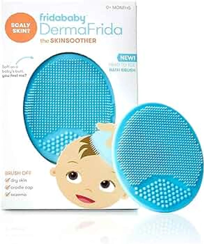 Frida Baby DermaFrida The SkinSoother Baby Bath Silicone Brush | Baby Essential for Dry Skin, Cradle Cap and Eczema (1 Pack)