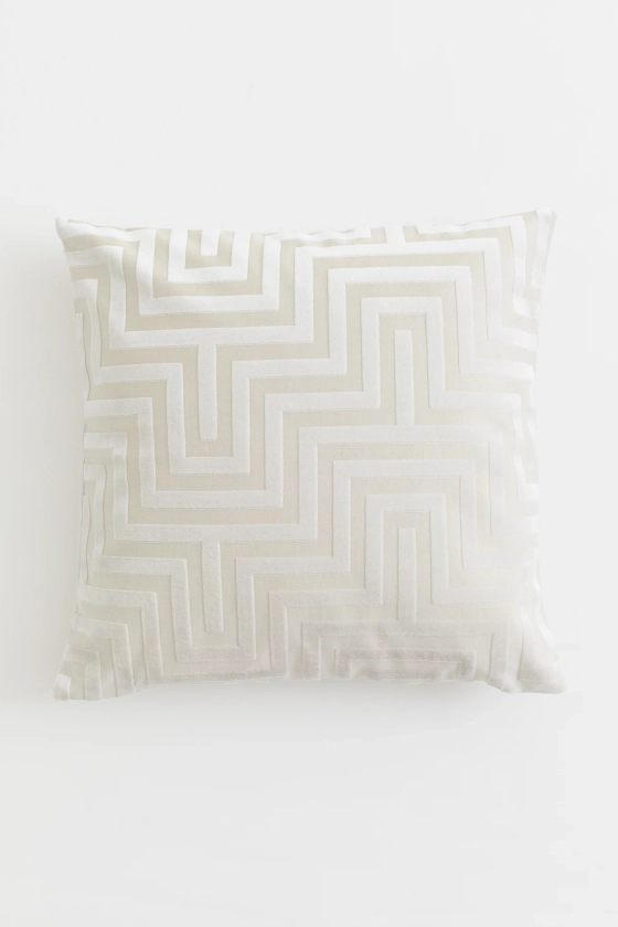 Housse de coussin en velours - Beige clair/motif - Home All | H&M FR