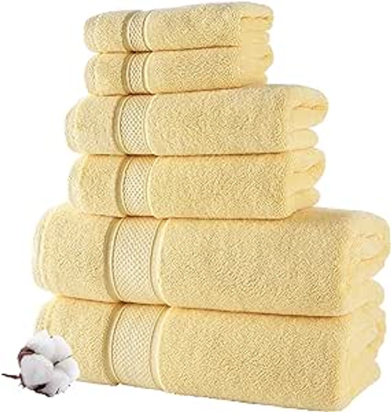 Amazon.com: NOVA Luxury Linen - Hotel Quality Turkish Towel Set for Bathroom (6 Pcs Towel Set, SunLight Yellow) : Home & Kitchen