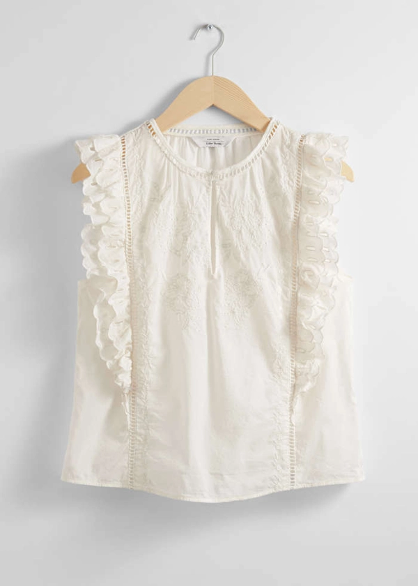 Embroidered Frill Top - Cream - & Other Stories BE