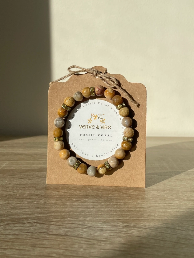 Fossil Coral Semi Precious Stone Bracelet