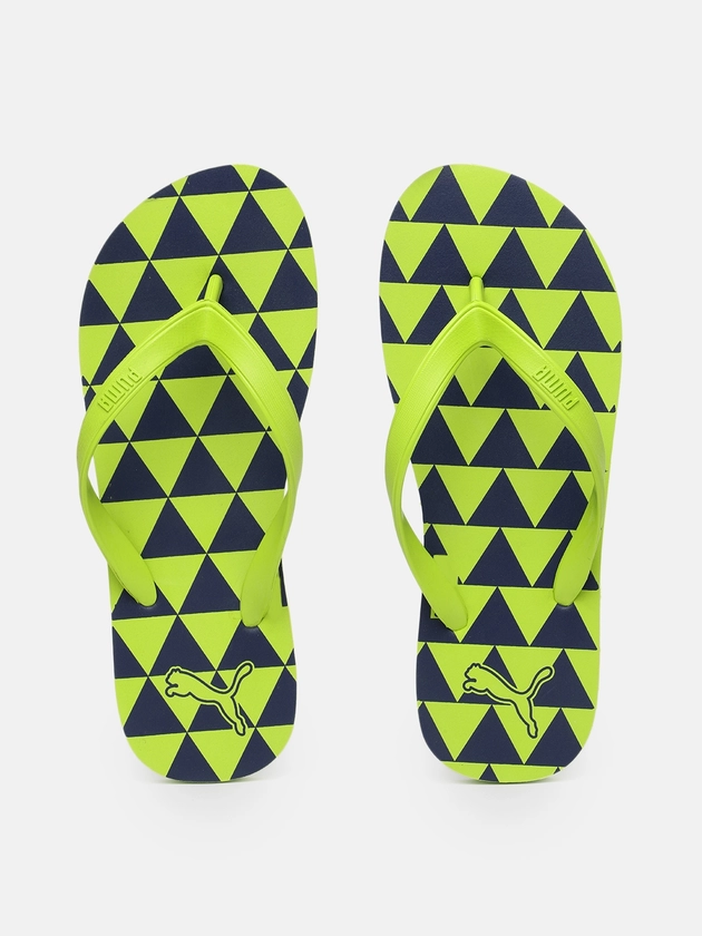 Puma Unisex Lime Green & Black Monk V2 Printed Thong Flip-Flops