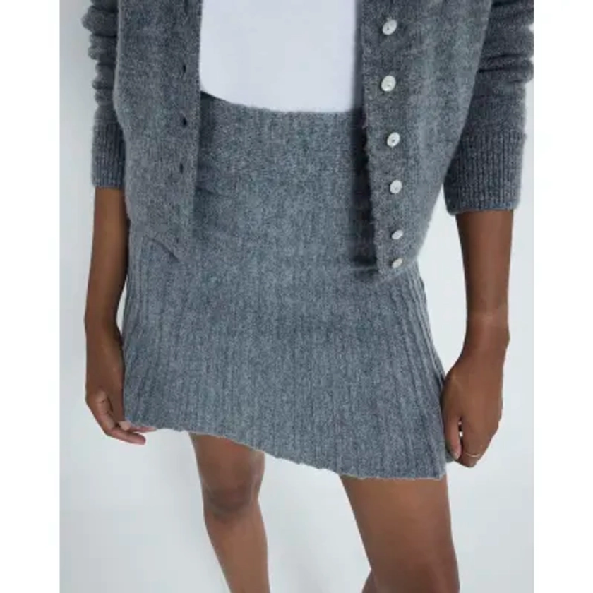 Grey Knit Mini Skirt