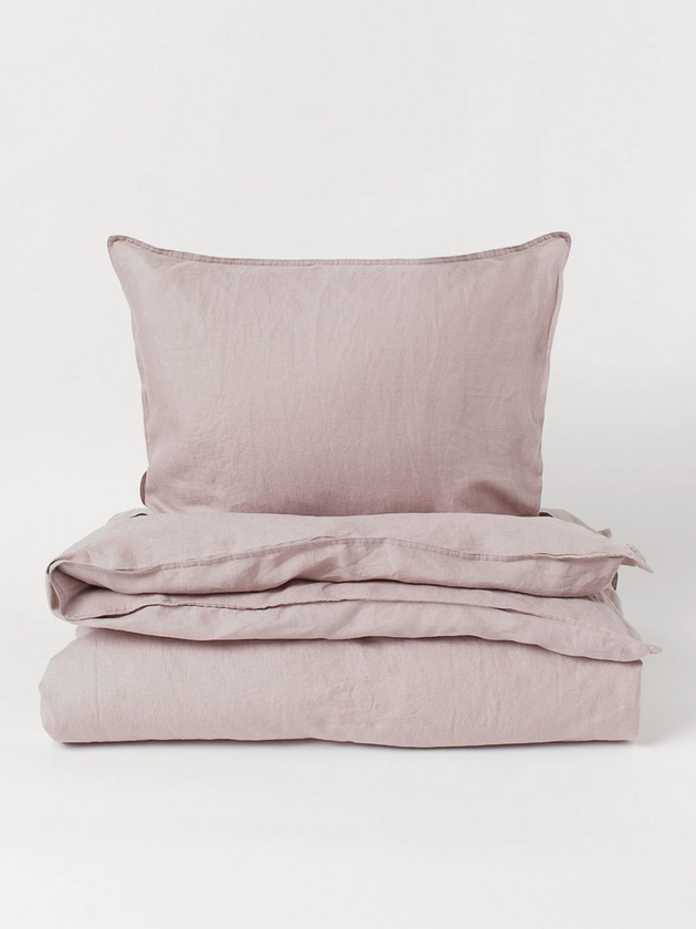 H&M Rose Pink Linen Single Duvet Cover Set