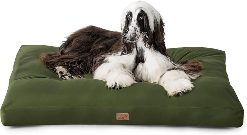 Bedsure Lit XXL-XL Lavable pour Chien avec Tissu Oxford, résistant à l'eau, Coussin pour Cage de Chien, Vert foncé, 120 x 90 x 10 cm