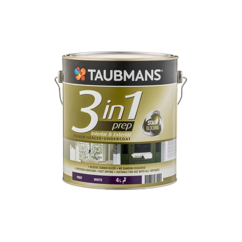 Taubmans 4L White 3 In 1 Interior And Exterior Primer Undercoat Sealer