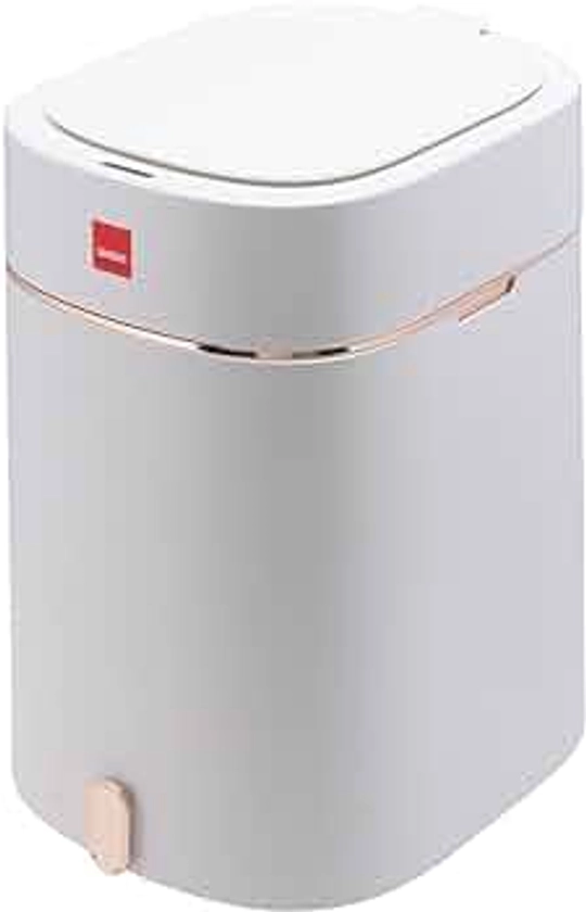 Sensio Home 12 Litre Waterproof Motion Sensor Trash Can Dust Bin with Auto Lid, Automatic Garbage Bin for Bedroom Kitchen Bathroom Living Room Office, White with Gold coloured Trim