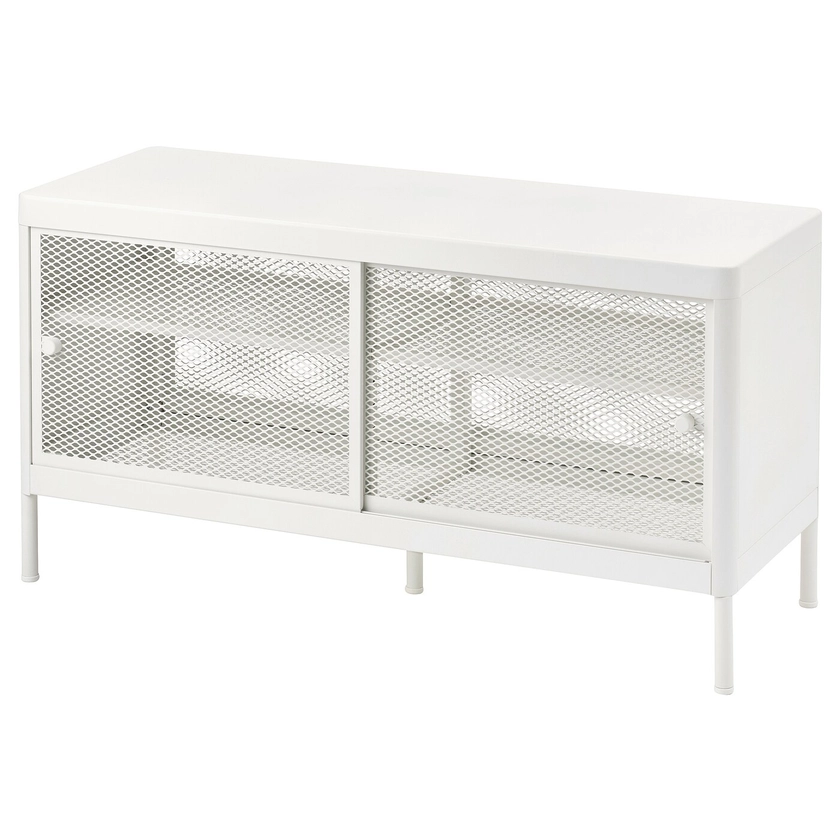 MACKAPÄR Banc rangement av portes couliss - blanc 100x37 cm