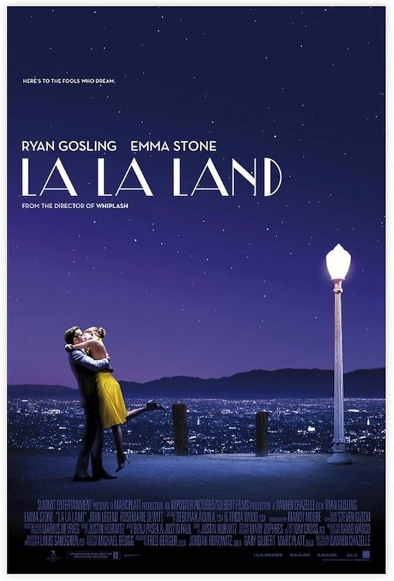 ETOMEY Poster de film de comédie romantique La La Land sur toile - Décoration murale pour salon, chambre à coucher - Style sans cadre - 30 x 45 cm