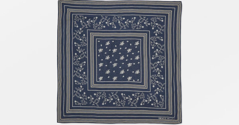 Skall classic scarf 55x55 - Navy/Beige/Cream