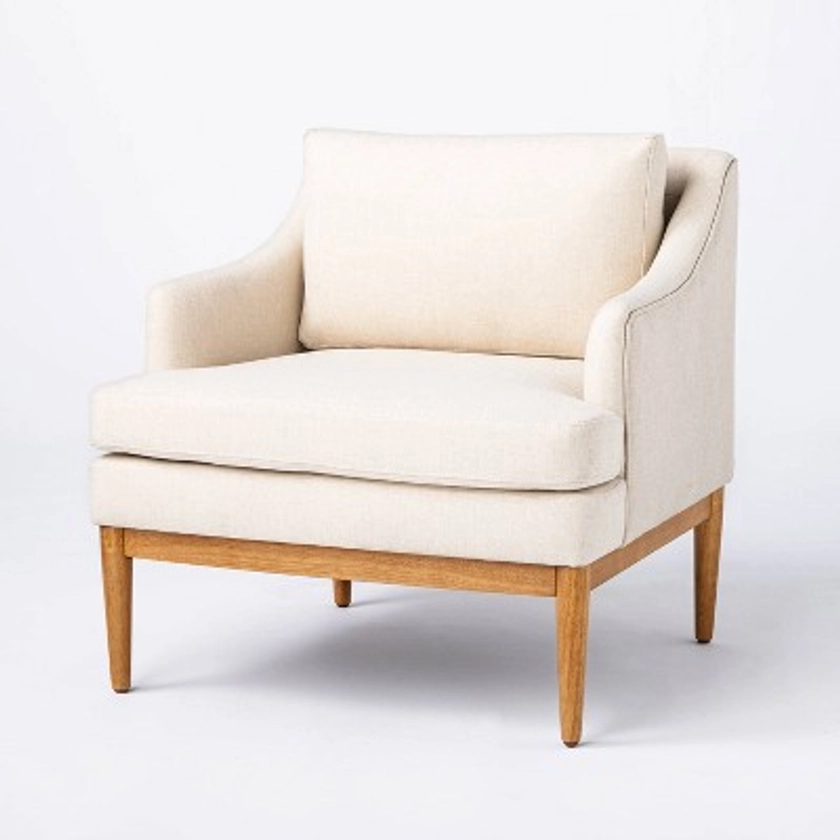 Howell Upholstered Accent Chair with Wood Base Knock Down Cream - Threshold™ designed with Studio McGee: Polyester, Rubberwood Frame