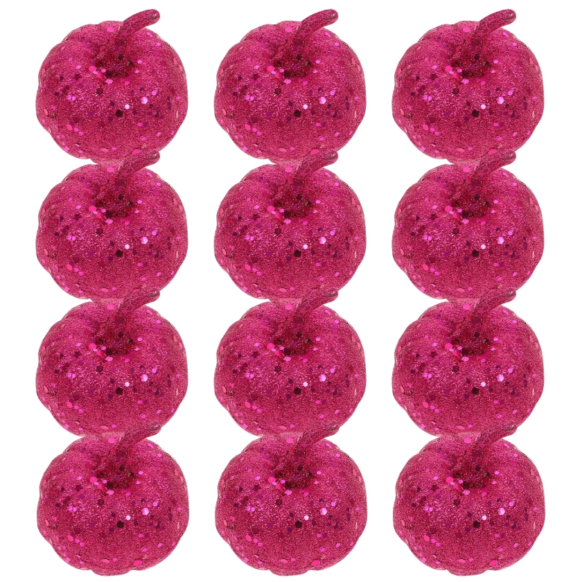 12pcs Pink Simulation Pumpkin Halloween Decoration Tool Lifelike Glitter Pumpkins Table Props Party Supplies - Walmart.com