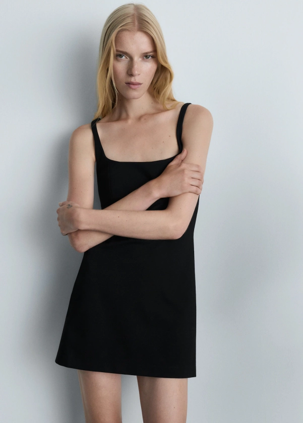 Short dress with square neckline - Woman | MANGO United Kingdom