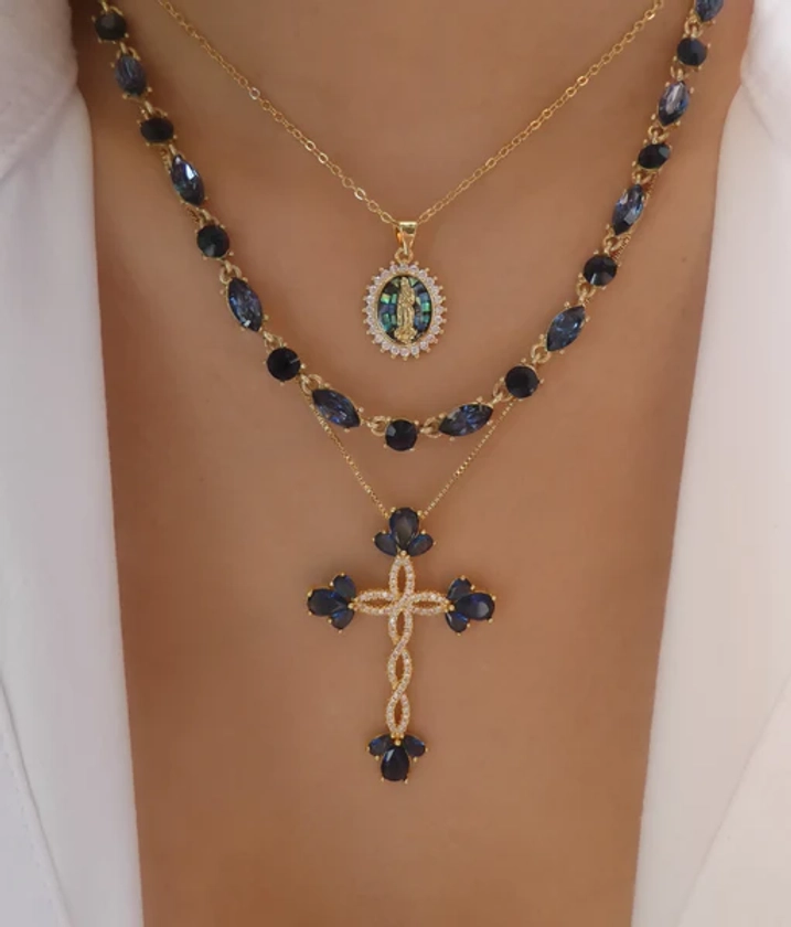 The Blue Cross Necklace Set