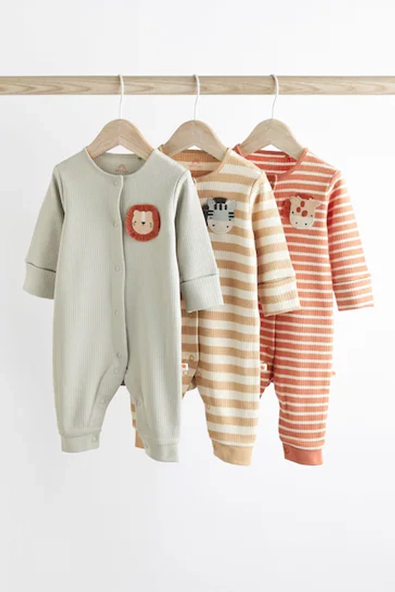 Buy Neutral Lion Footless Baby Sleepsuit 3 Pack (0mths-3yrs) from the Next UK online shop