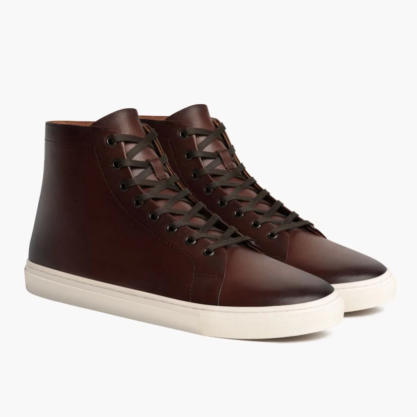 Men's Premier High Top Sneaker In Brown "Coffee" Leather - Thursday