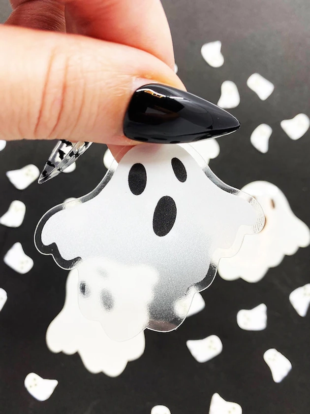 Ghost Sticker - Transparent Sticker - Vinyl Sticker - Die Cut Sticker - Vanishing Ghost Sticker - Halloween - Cute Spirits - Black and White