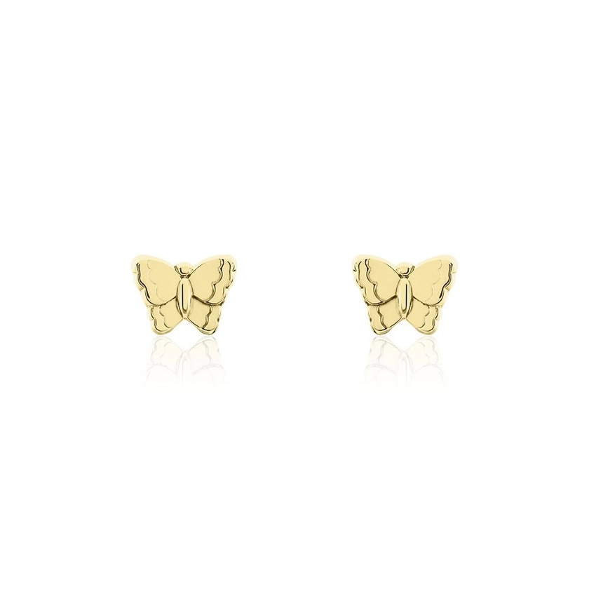 Boucles D'oreilles Puces Bartholomée Papillon Or Jaune