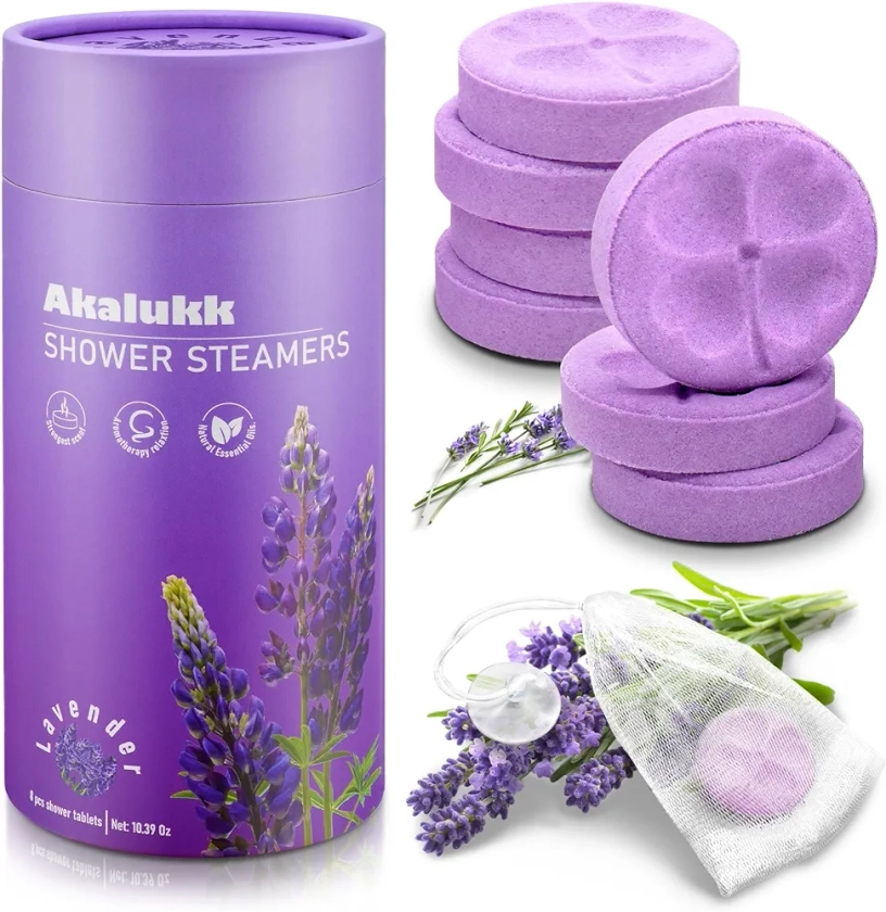 Shower Steamers Aromatherapy - 8 Packs Lavender Shower Bombs Bath Tablets with Essential Oils, Luxury Self-Care Gifts for Women and Men, Gifts for Mom