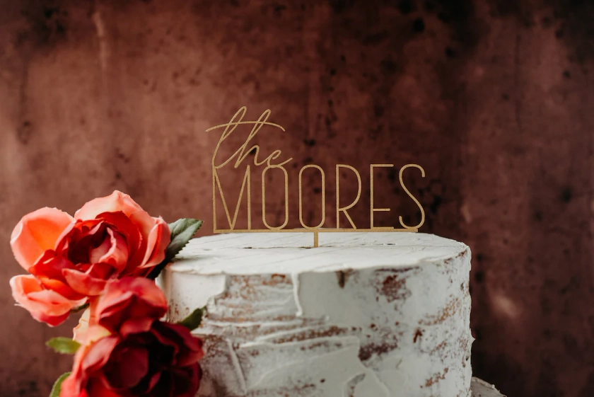 Wedding Cake Topper Personalized, Birthday Acrylic Cake Toppers, Modern Custom Cake, Last Name Cake Decor